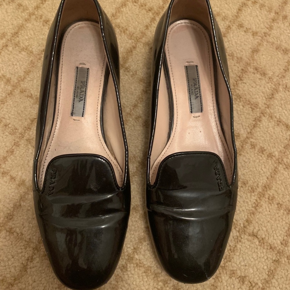 AUTHENTIC Prada Patent Leather Smoking Flats